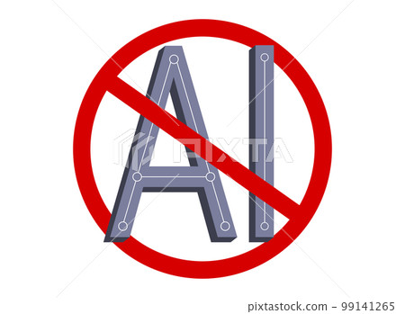 Vector icon of stop sing for artificial intelligence. Stop artificial intelligence. Vector icon of stop sing for artificial intelligence. Stop artificial intelligence. 99141265