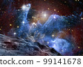 Alien planet landscape and space clouds among the stars. Elements of this image furnished by NASA. 99141678