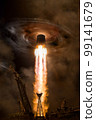 Spaceship flight through the portal into space. Elements of this image furnished by NASA. 99141679