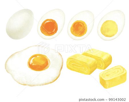 Boiled egg, fried egg, fried egg illustration set 99143002