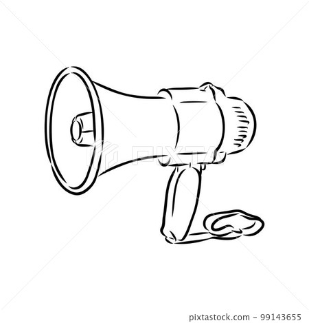 Megaphone, bullhorn sketch. Hand-drawn vintage vector illustration 99143655