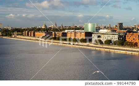 Waterside embankment modern architecture, Copenhagen, Denmark, aerial view. Travel and vacation Waterside embankment modern architecture, Copenhagen, Denmark, aerial view. Travel and vacation 99144790
