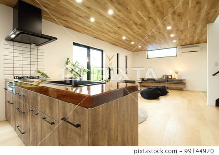 時尚的客廳餐廳廚房形象 99144920