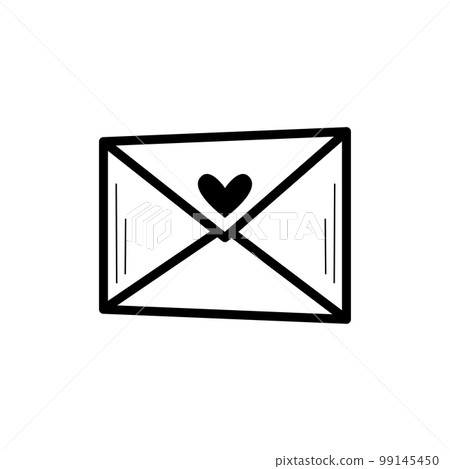 Envelope with heart icon. Love letter. Valentine's Day design. Isolated icon in sketch doodle style. Envelope with heart icon. Love letter. Valentine's Day design. Isolated icon in sketch doodle style. 99145450