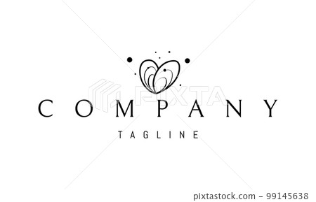 Vector logo on which an abstract image of an open oyster in the form of a heart. 99145638