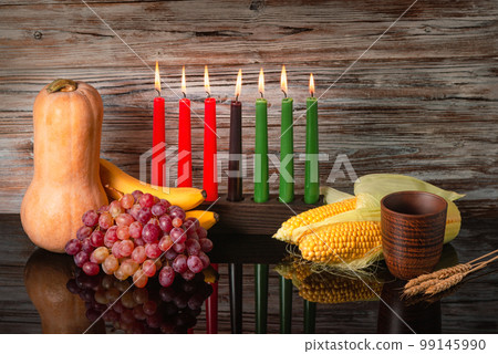 Kwanzaa holiday concept  traditional lit candles 99145990