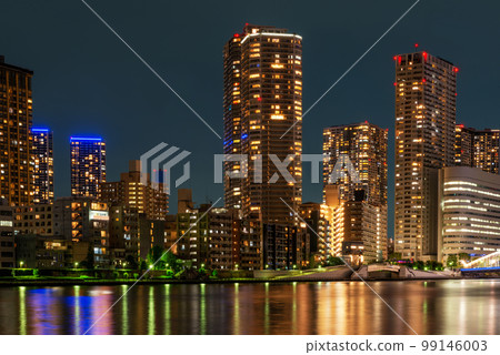 night modern architecture cityscape with Tokyo 99146003