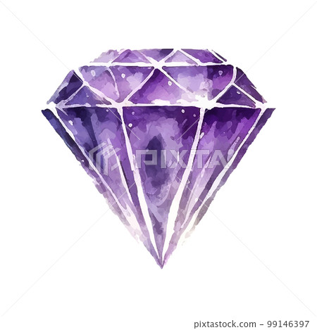 Vector pink purple diamond crystal. Watercolor illustration. 99146397