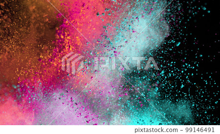 Colored powder explosion. Abstract closeup dust on backdrop. Colored powder explosion. Abstract closeup dust on backdrop. 99146491