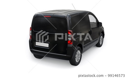 Black Small commercial delivery van on a white background. Courier delivery of orders. 3d rendering Black Small commercial delivery van on a white background. Courier delivery of orders. 3d rendering 99146573