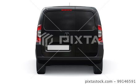 Black Small commercial delivery van on a white background. Courier delivery of orders. 3d rendering 99146591