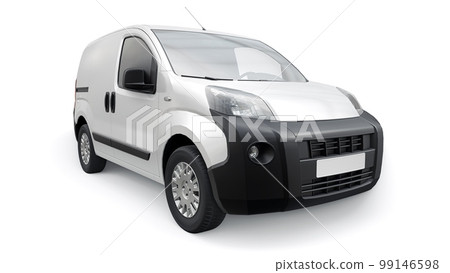 White Small commercial delivery van on a white background. Courier delivery of orders. 3d rendering 99146598