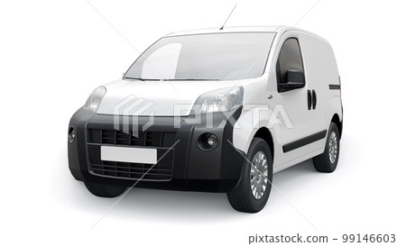 White Small commercial delivery van on a white background. Courier delivery of orders. 3d rendering White Small commercial delivery van on a white background. Courier delivery of orders. 3d rendering 99146603