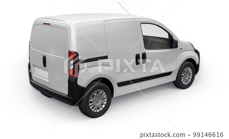 White Small commercial delivery van on a white background. Courier delivery of orders. 3d rendering White Small commercial delivery van on a white background. Courier delivery of orders. 3d rendering 99146616