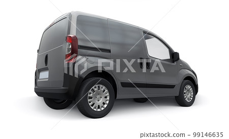 Grey Small commercial delivery van on a white background. Courier delivery of orders. 3d rendering 99146635