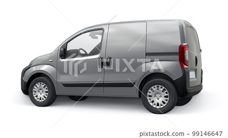 Grey Small commercial delivery van on a white background. Courier delivery of orders. 3d rendering 99146647