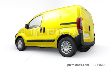 Yellow Small commercial delivery van on a white background. Courier delivery of orders. 3d rendering Yellow Small commercial delivery van on a white background. Courier delivery of orders. 3d rendering 99146680