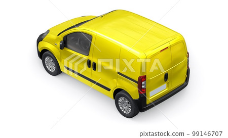 Yellow Small commercial delivery van on a white background. Courier delivery of orders. 3d rendering Yellow Small commercial delivery van on a white background. Courier delivery of orders. 3d rendering 99146707