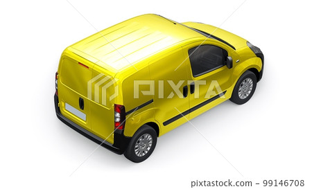 Yellow Small commercial delivery van on a white background. Courier delivery of orders. 3d rendering Yellow Small commercial delivery van on a white background. Courier delivery of orders. 3d rendering 99146708