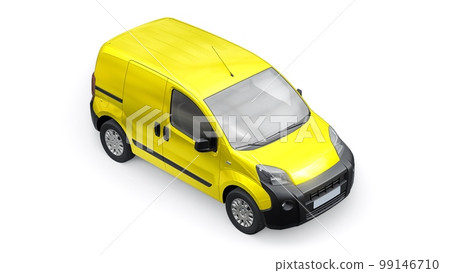Yellow Small commercial delivery van on a white background. Courier delivery of orders. 3d rendering Yellow Small commercial delivery van on a white background. Courier delivery of orders. 3d rendering 99146710