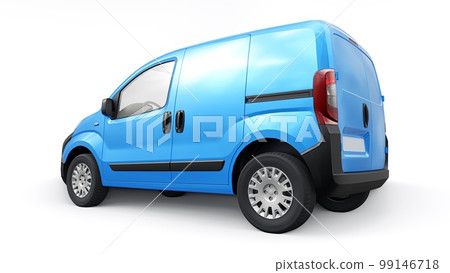 Blue Small commercial delivery van on a white background. Courier delivery of orders. 3d rendering 99146718