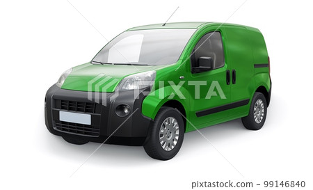 Small commercial green delivery van on a white background. Courier delivery of orders. 3d rendering Small commercial green delivery van on a white background. Courier delivery of orders. 3d rendering 99146840