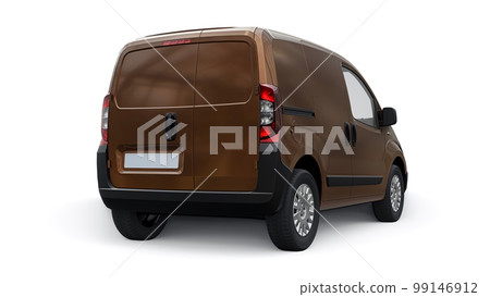 Small commercial delivery van on a white background. Courier delivery of orders. 3d rendering Small commercial delivery van on a white background. Courier delivery of orders. 3d rendering 99146912