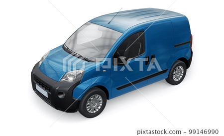 Blue Small commercial delivery van on a white background. Courier delivery of orders. 3d rendering Blue Small commercial delivery van on a white background. Courier delivery of orders. 3d rendering 99146990