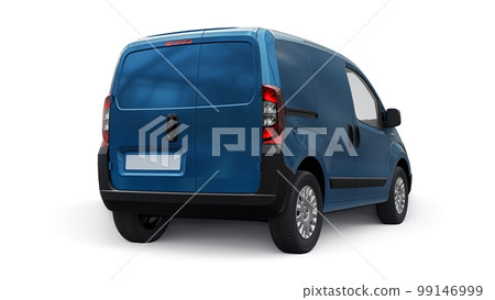 Blue Small commercial delivery van on a white background. Courier delivery of orders. 3d rendering 99146999