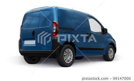Blue Small commercial delivery van on a white... - Stock Illustration ...
