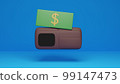 3d illustration wallet open money dollar sign pay buy  99147473