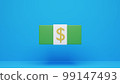 3d illustration money bulk many dollars sign green  99147493