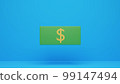 3d illustration money single dollar sign currency bill 99147494