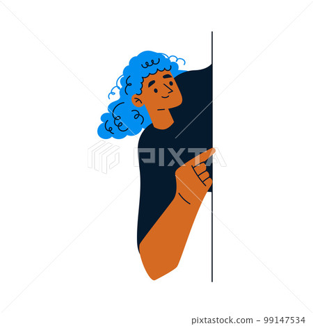 Woman Character Looking Out and Peeking from Corner or Wall Vector Illustration Woman Character Looking Out and Peeking from Corner or Wall Vector Illustration 99147534