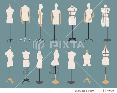 Dummies collection. Tailor models template for fashion dresses recent vector dummies set isolated Dummies collection. Tailor models template for fashion dresses recent vector dummies set isolated 99147696