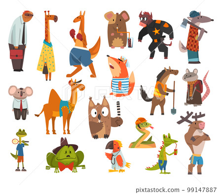 Humanized Animals of Different Professions with Big Vector Set 99147887