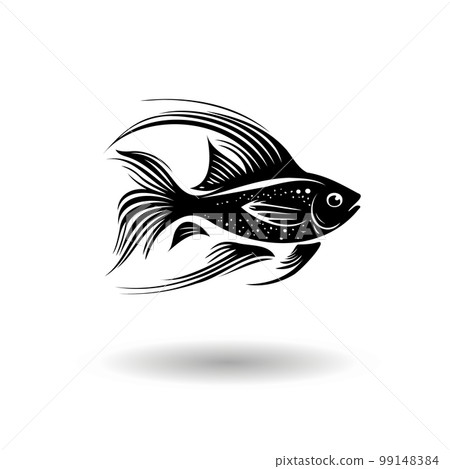 Stylized black fish on a white background. Stylized black fish on a white background. 99148384