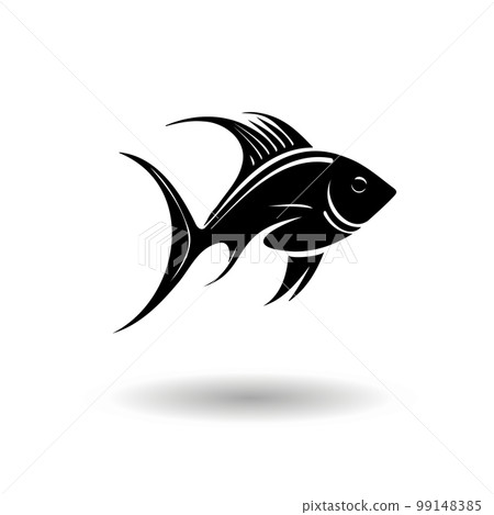 Stylized black fish on a white background. Stylized black fish on a white background. 99148385