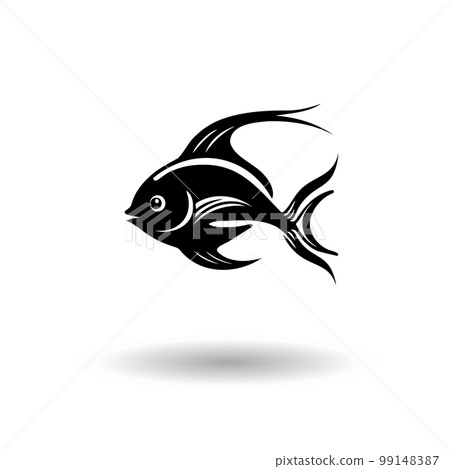 Stylized black fish on a white background. Stylized black fish on a white background. 99148387