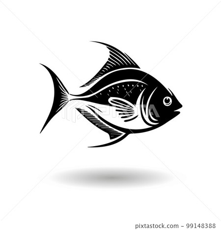 Stylized black fish on a white background. 99148388