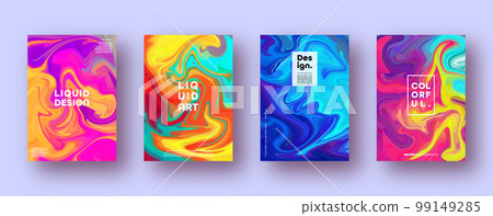 Colorful abstract geometric background. Liquid dynamic gradient waves. Fluid marble texture. Modern covers set. Vector illustration 99149285