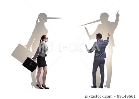 Lier concept with business people and nose Lier concept with business people and nose 99149661