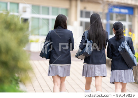 High school girl attending school uniform High school girl attending school uniform 99149829