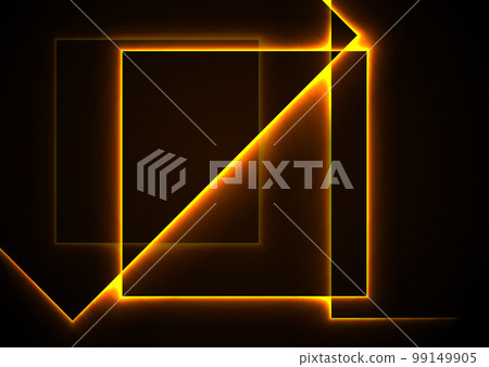 Orange neon laser squares technology background Orange neon laser squares technology background 99149905