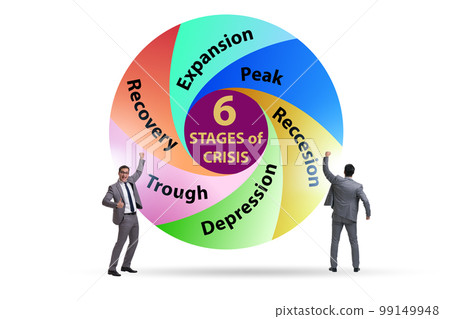 Illustration of six stages of crisis Illustration of six stages of crisis 99149948