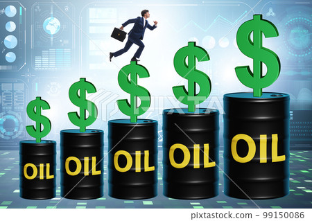 Businessman in oil prices concept 99150086