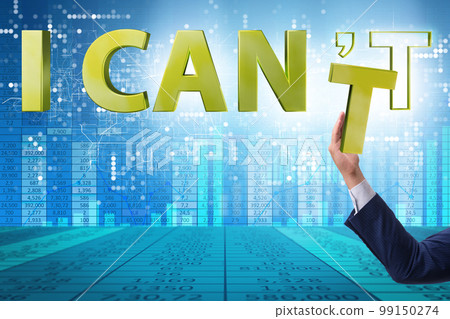 Determination concept with businessman and letters 99150274