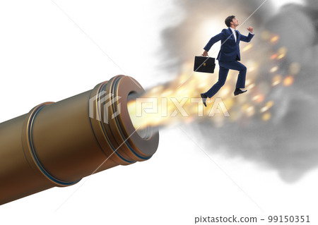 Concept with cannon and businessman 99150351