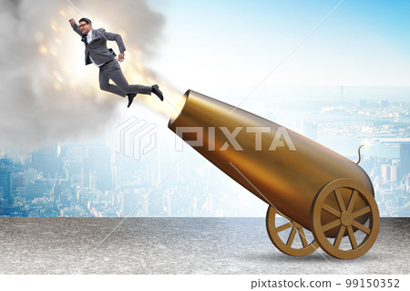 Concept with cannon and businessman 99150352