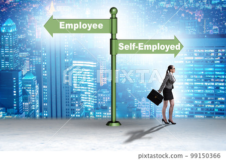 Concept of choosing self-employed versus employment 99150366